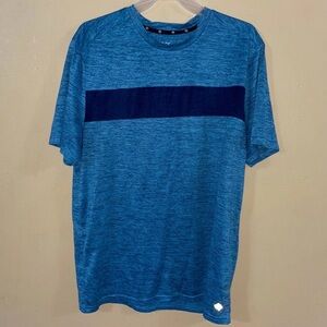 Zelos Men’s Blue Performance Tee XL Heather Athletic Shirt with Navy Stripe